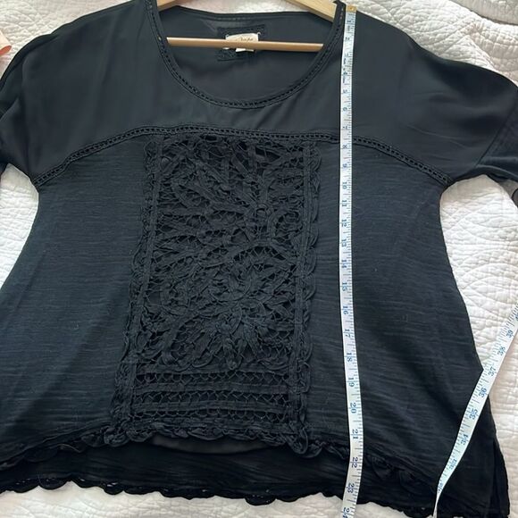 Anthropologie Meadow Rue Tayrona Lace Front Top Boho Whimsigoth Fairy Black XS - Picture 5 of 8